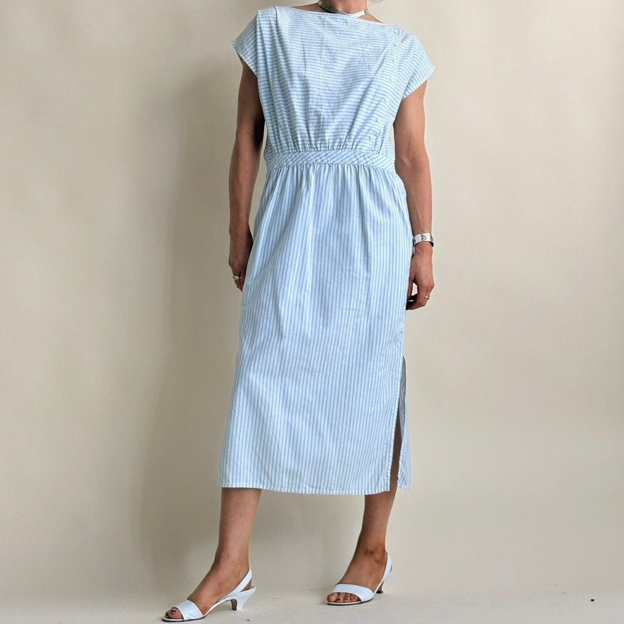 Eileen West Sailor Stripe Dress - 80's -100% Cotton, Size M