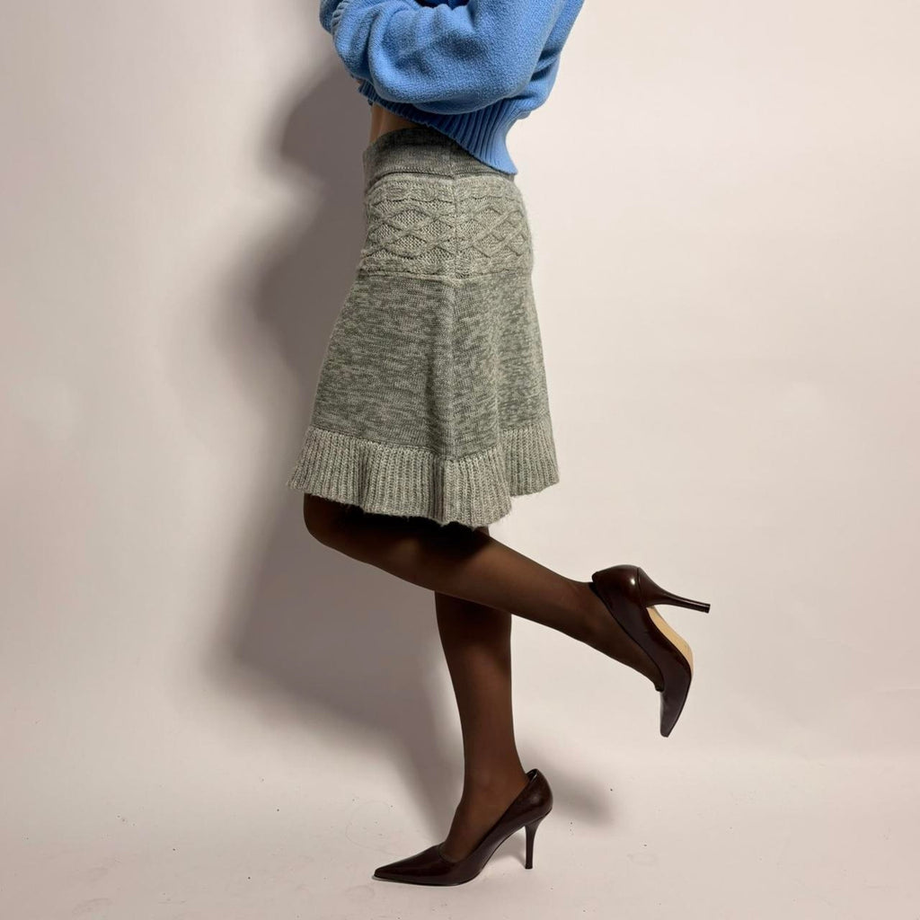 Dakini Grey Wool & Mohair Knit Mini Skirt- size small
