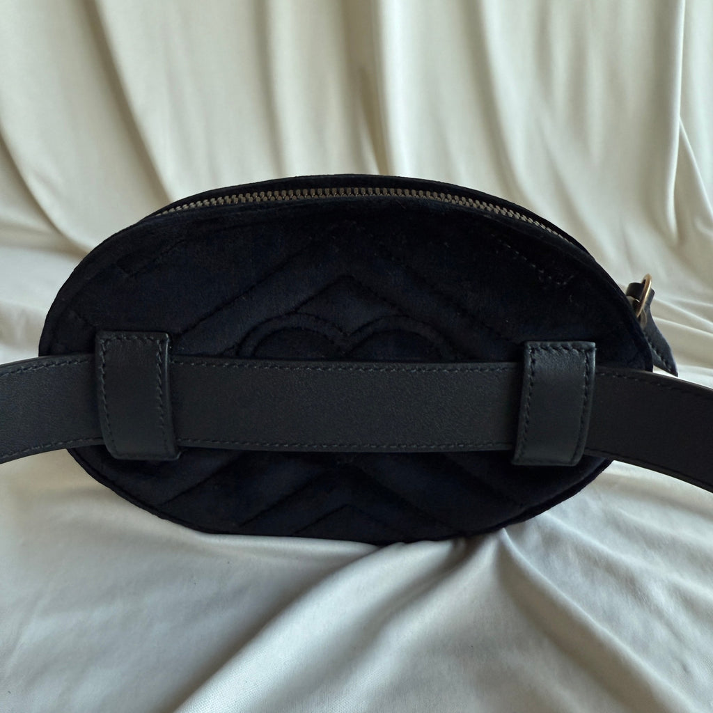 Gucci GG Marmont Matelassé Velvet Belt Bag - Black