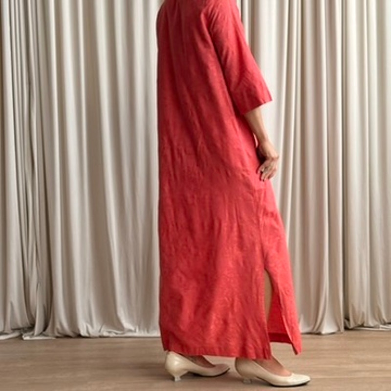 Julius Lonseheiy Coral Maxi Tunic - Floral, Gold Trim, 3/4 Sleeve, Fits M