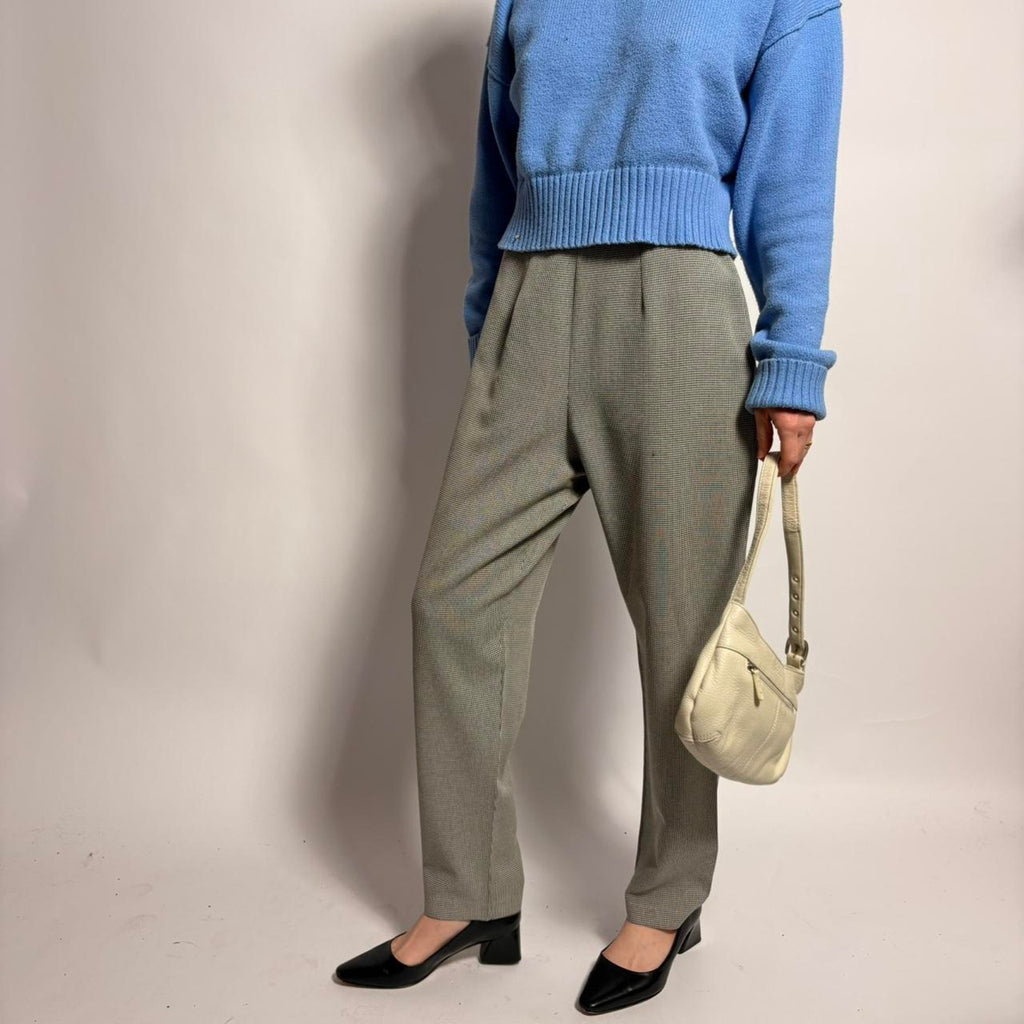 Vintage Gingham Trousers - Black & White (Fits Small)