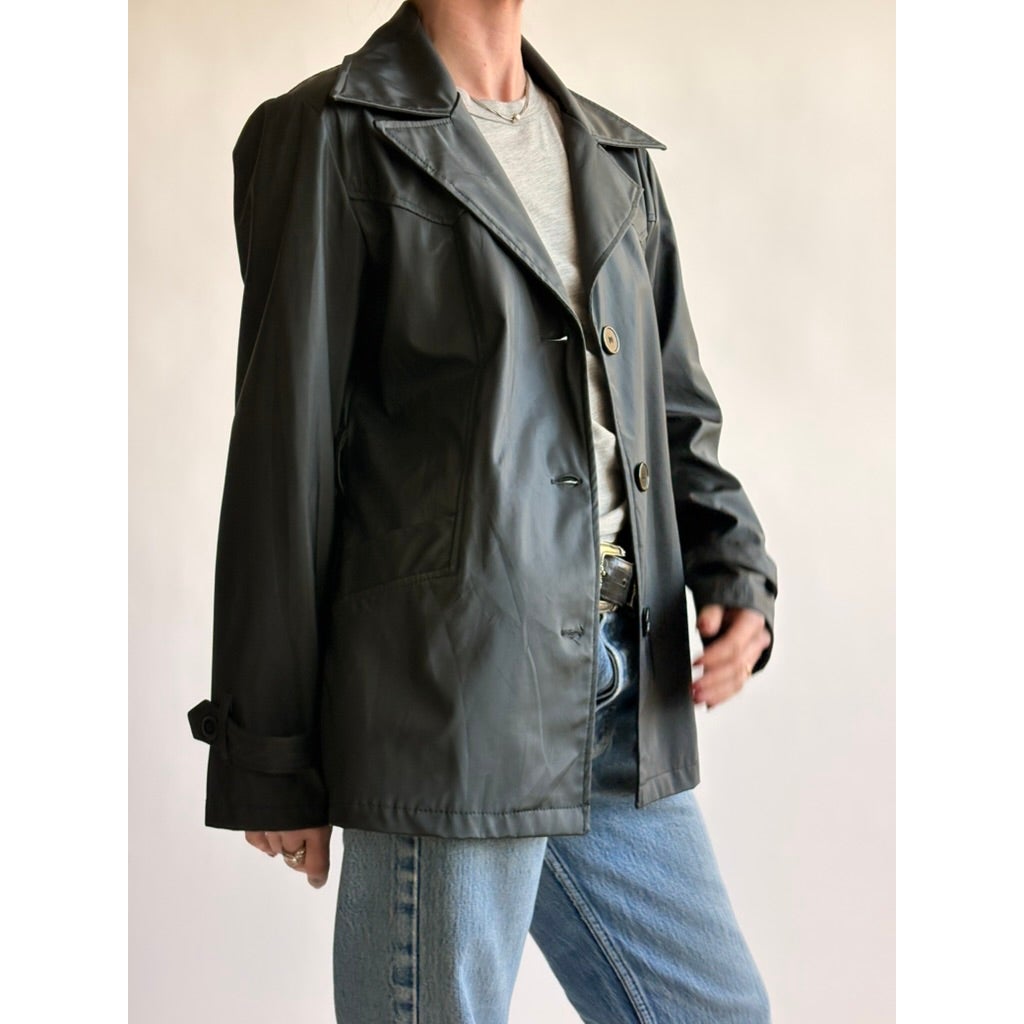 Vintage Louise Paris Black Short Trench Jacket
