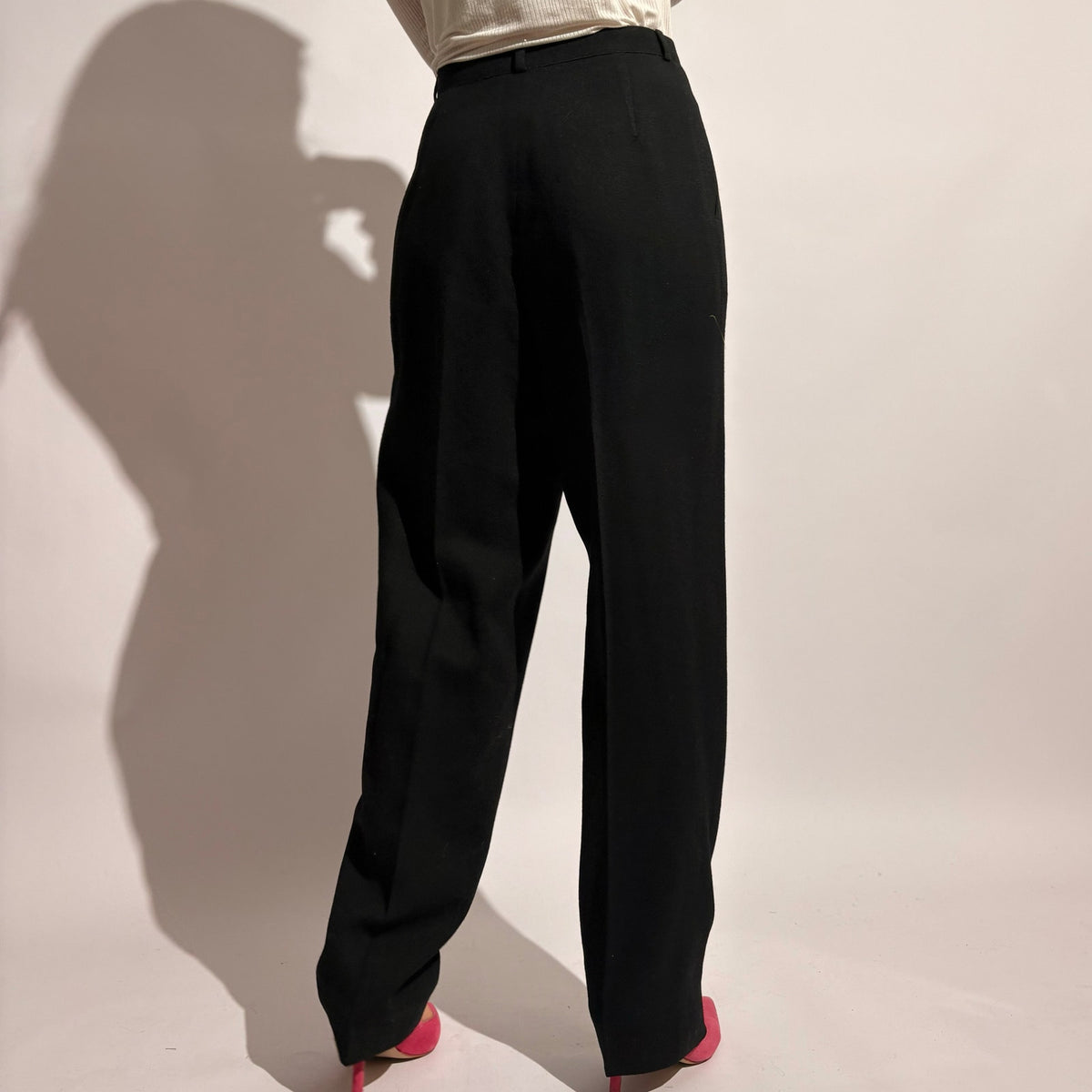 Vintage Black High-Waisted Pleated Trousers - label size 6 (fits like S)