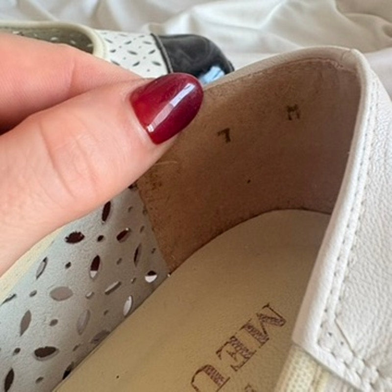 Sesto Meucci White Wedge Flats - Eyelet Cutouts, Made in Italy, Size 7