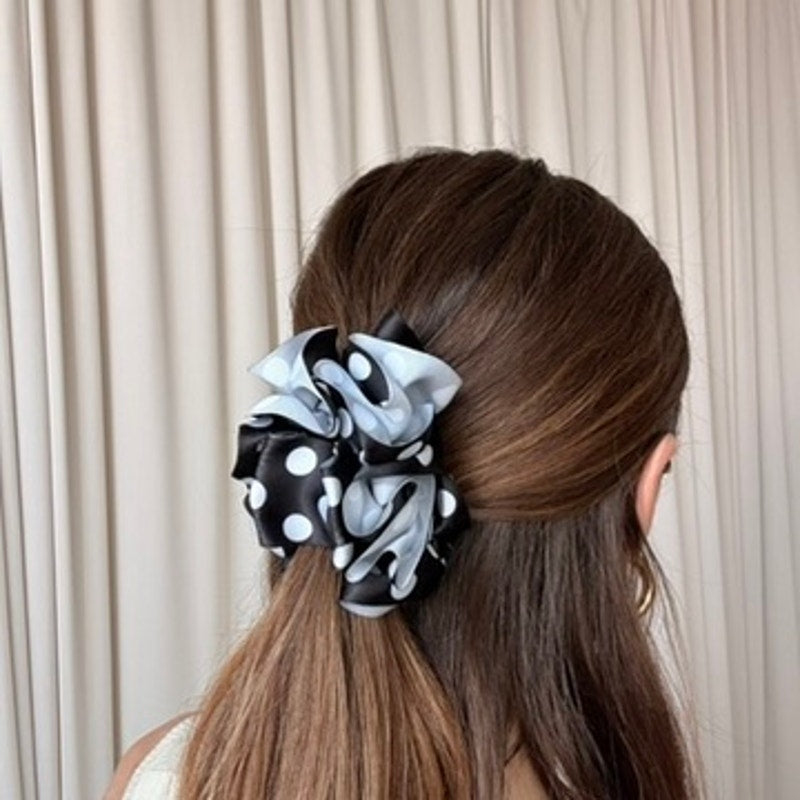 Black & White Polka Dot Ribbon Clip - Gathering Detail, Vintage