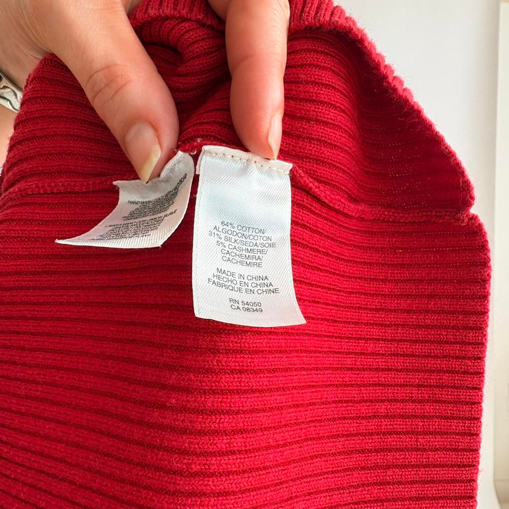 Anne Klein Cherry Red Sweater - Cotton Silk Cashmere, Size 1X