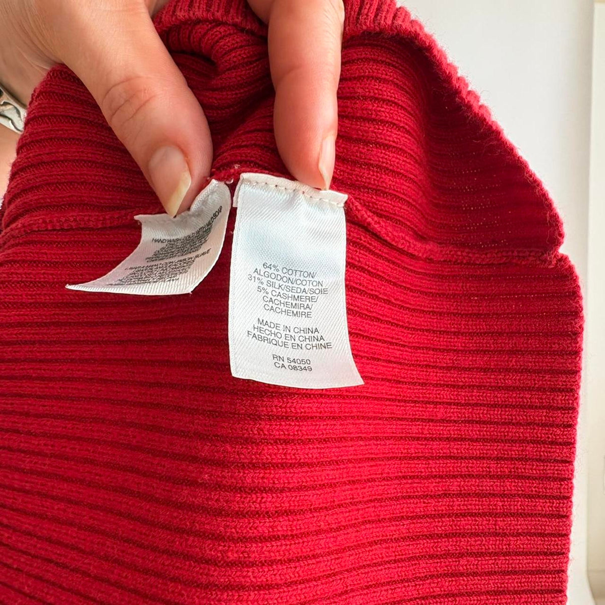 Anne Klein Cherry Red Sweater - Cotton Silk Cashmere, Size 1X