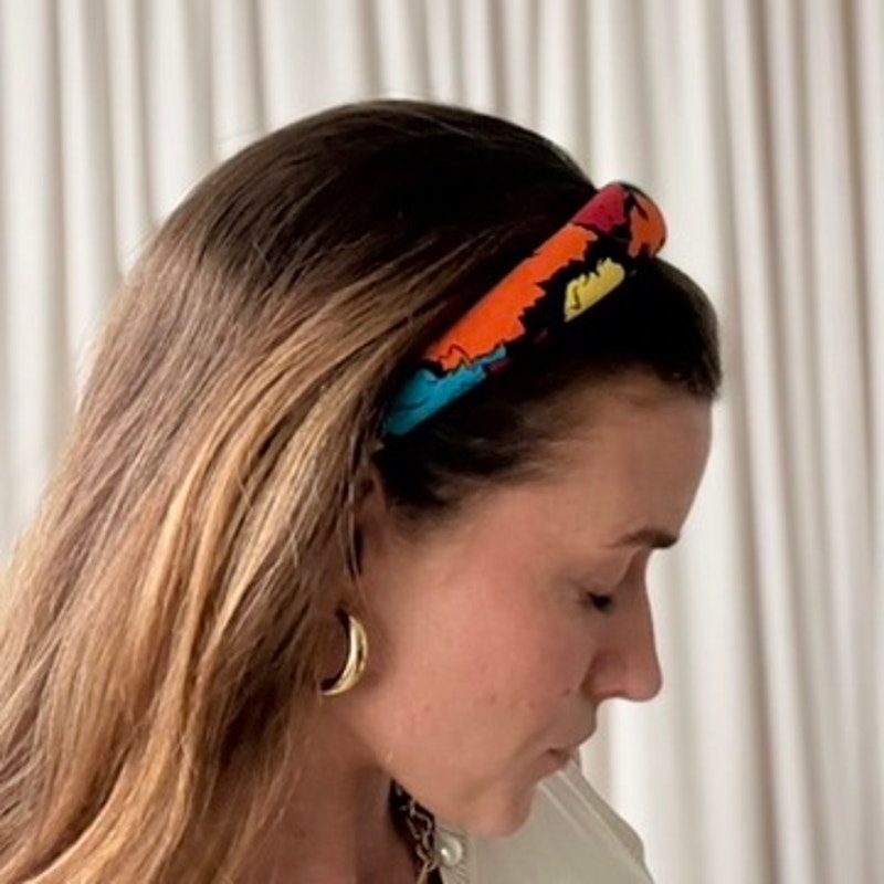Padded Floral Headband - Multicolor, 80s/90s Vintage