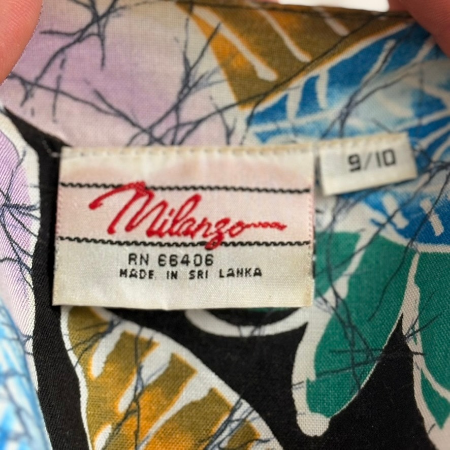 Milanzo Tropical Floral Shirt Dress - 80s/90s - Size 9/10 (Fits S)