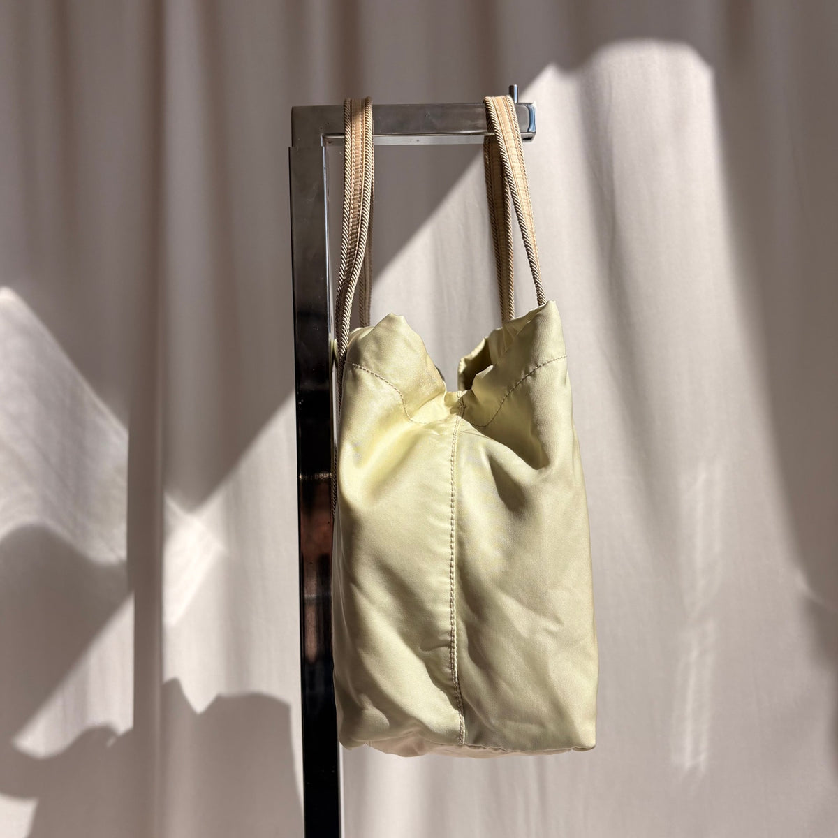 Vintage Prada Tessuto Marchio Nylon Rope-Trim Tote, Sage