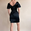 Raffaele 1950s Style Black Cocktail Dress - Fitted Waist, Boat Neck, Custom Made, Fits Modern 0