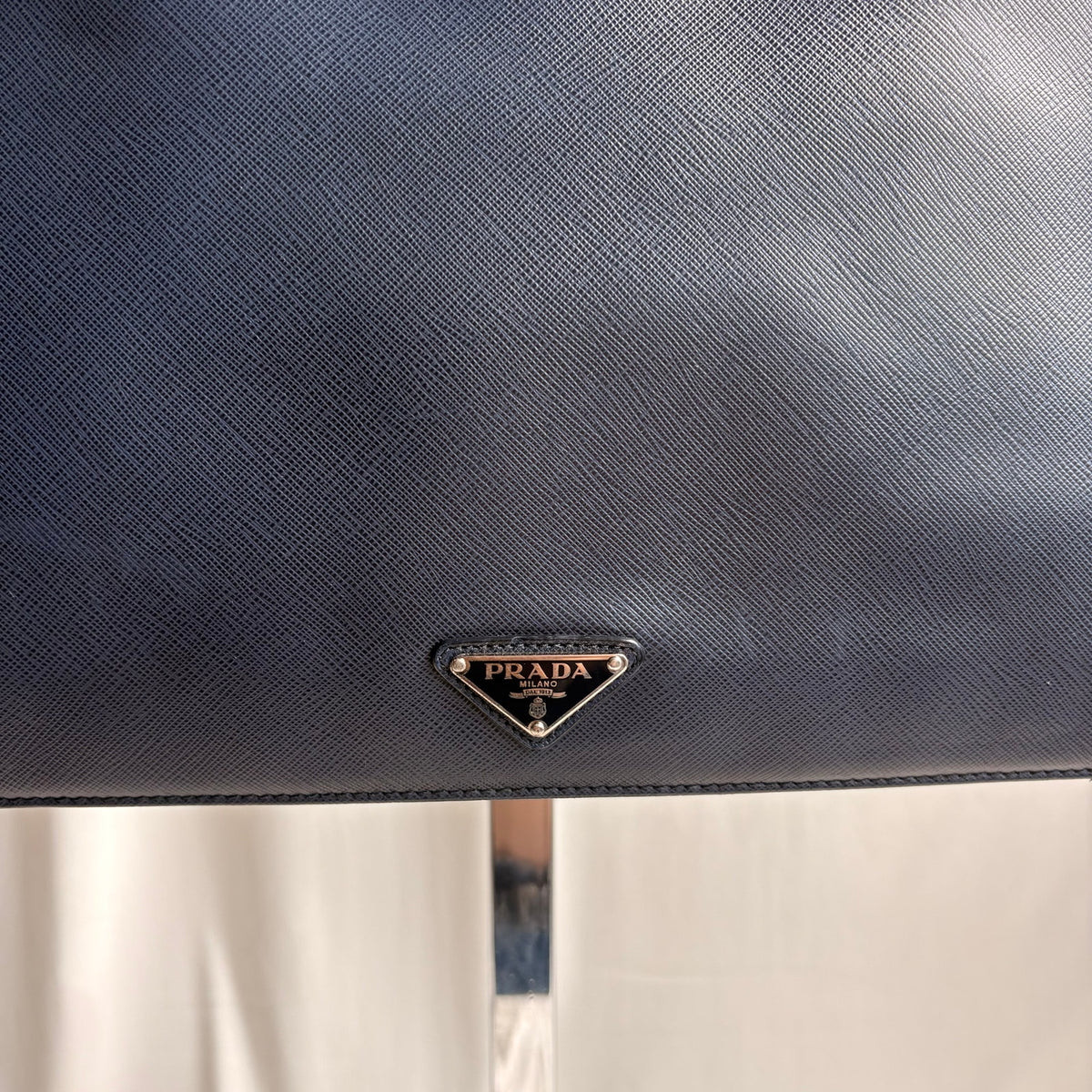 Prada Saffiano Leather Briefcase Bag - Dark Navy Blue