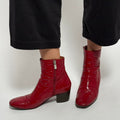 Rachel Comey Red Patent Leather Ankle Boots • Block Heel - size 38