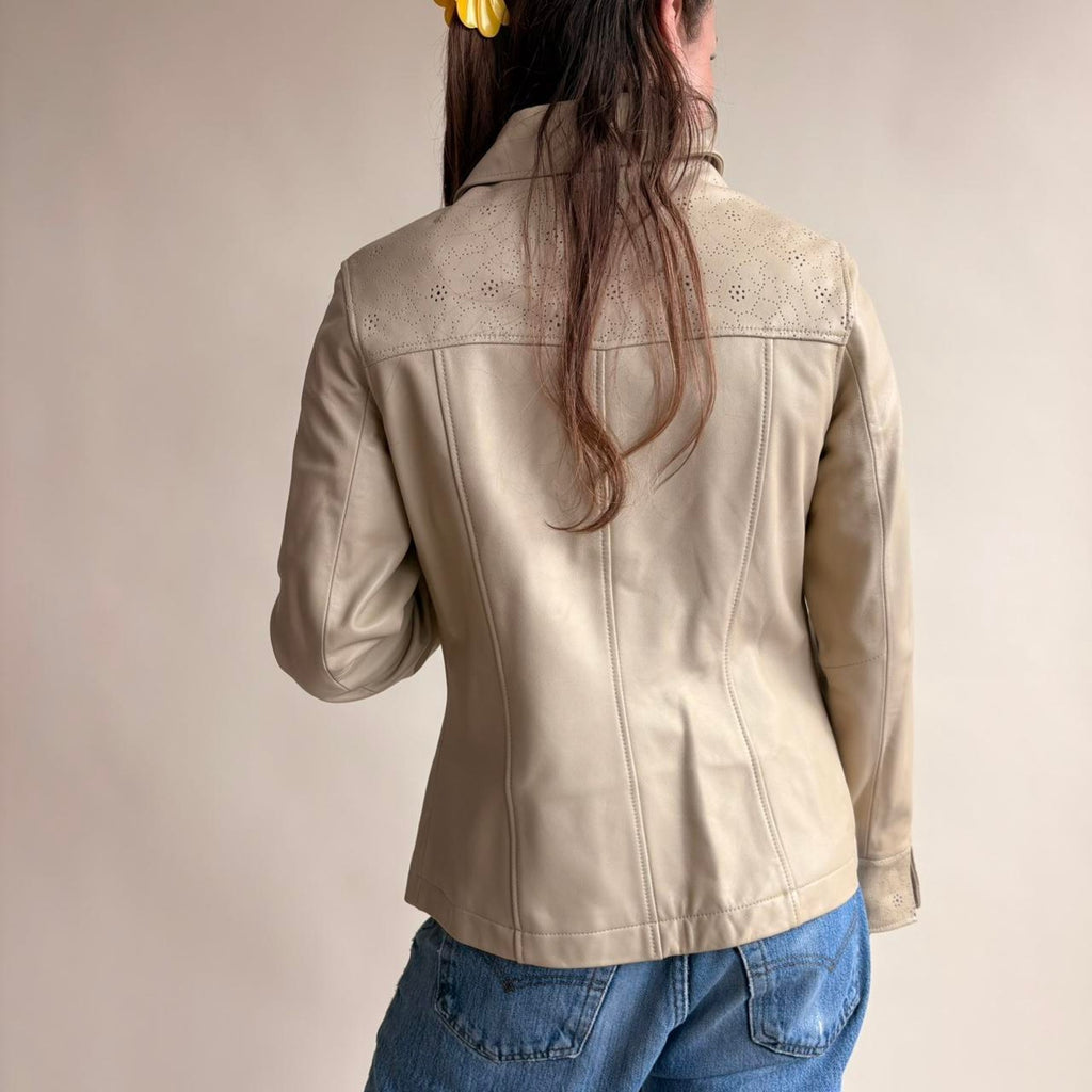 Pamala McCoy Cream Leather Jacket - NWT, Size XS
