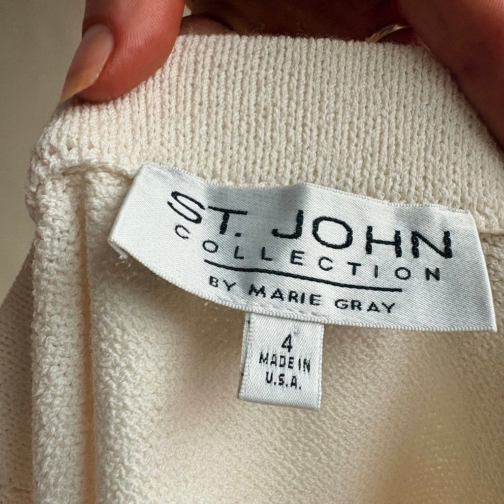 St. John by Marie Gray White Knit Skirt - Made in USA, Size 4