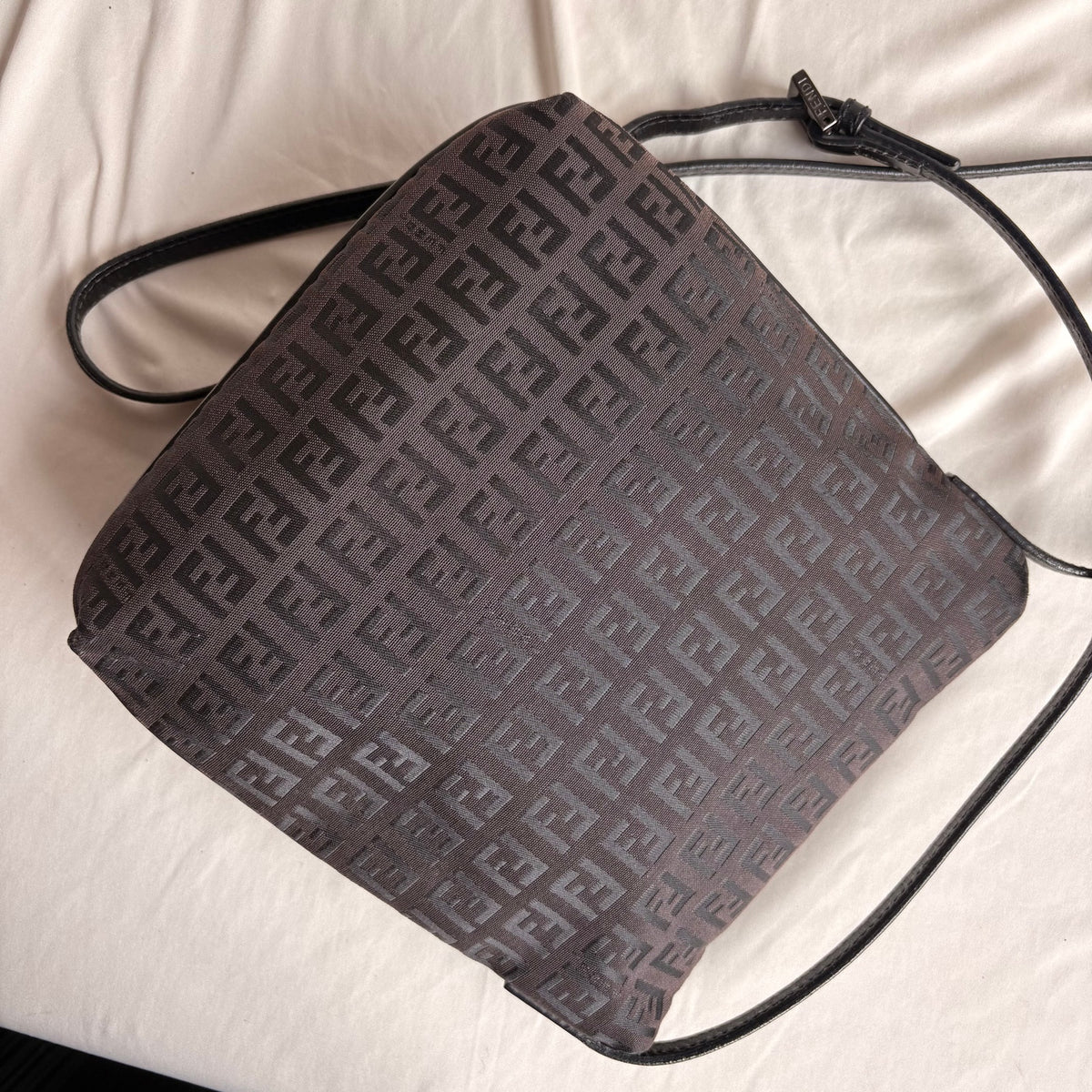 Vintage Fendi Zucchino Black & Brown Mama Baguette Bag