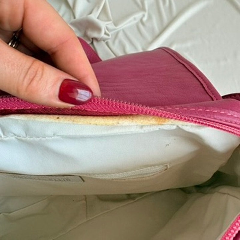 Charles Klein Woven Leather Crossbody - Fuchsia Base, Made in Italy