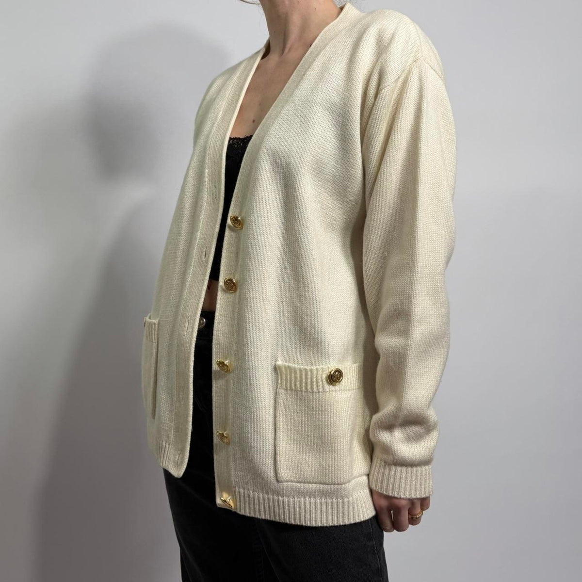 Vintage Karen Scott Cream Cardigan - Small