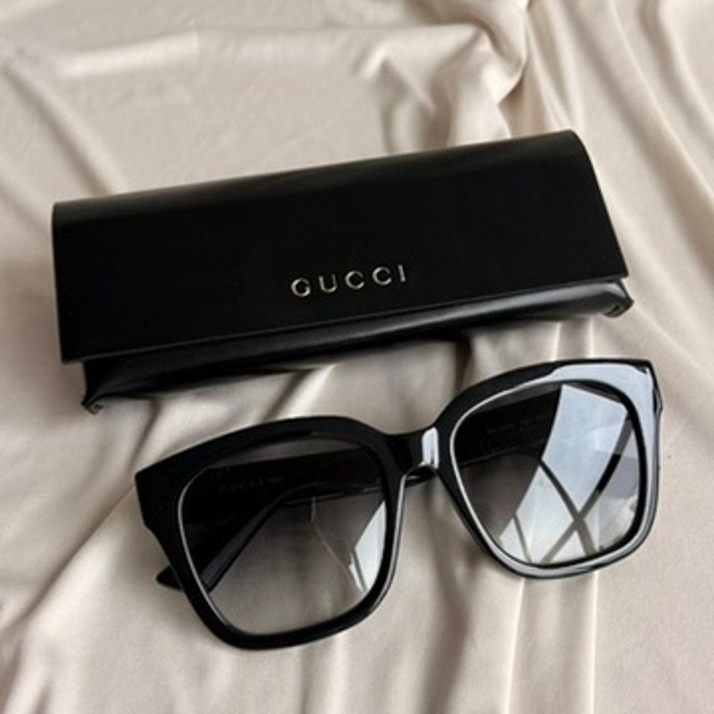 Gucci GG1338S Unisex Sunglasses - Black Acetate, Gold GG Logo, Brand New