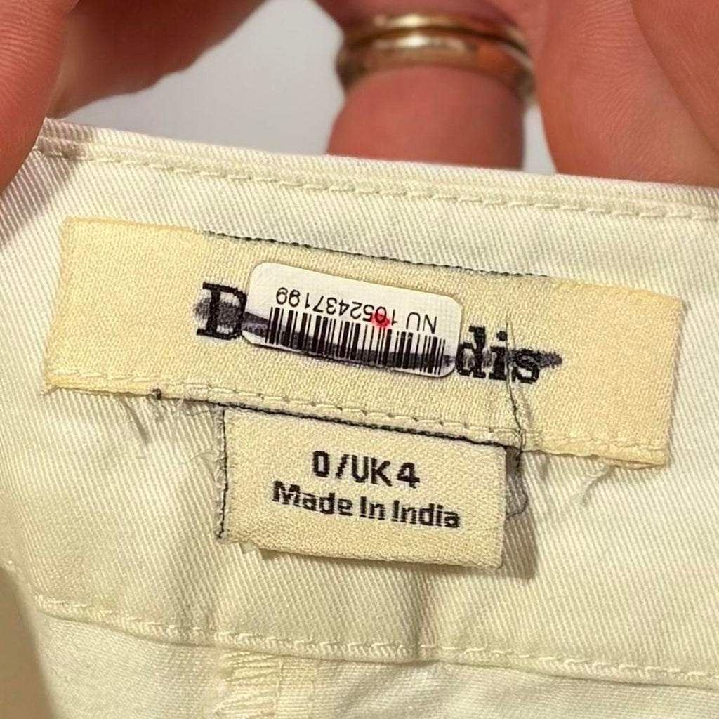 Cream Wide Leg Cargo Pants - Size 0