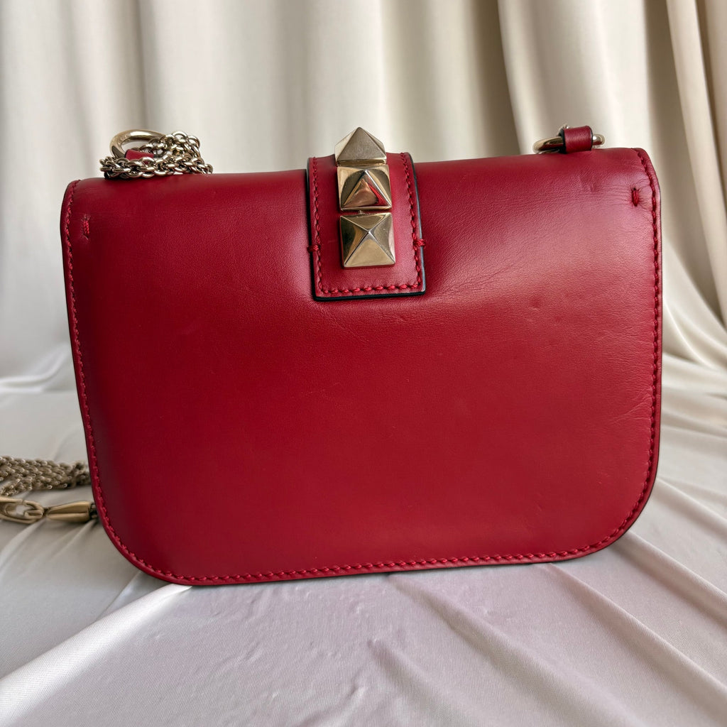 Valentino Garavani Glam Lock Rock Stud Red Shoulder Bag