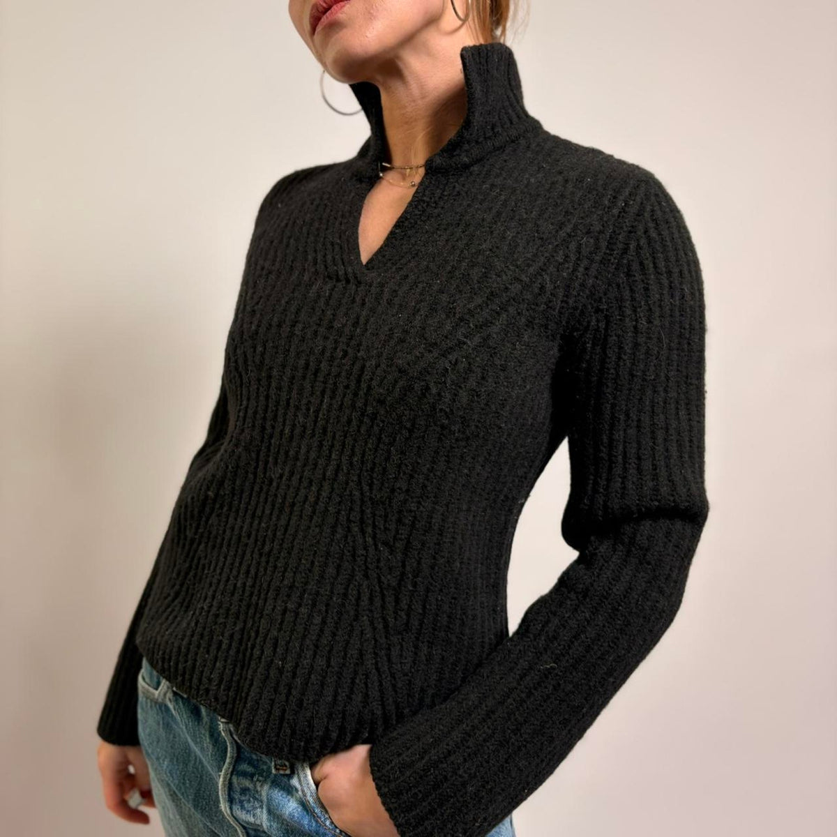 Vintage Jones New York Wool & Alpaca Sweater - Ink Black, Size Medium