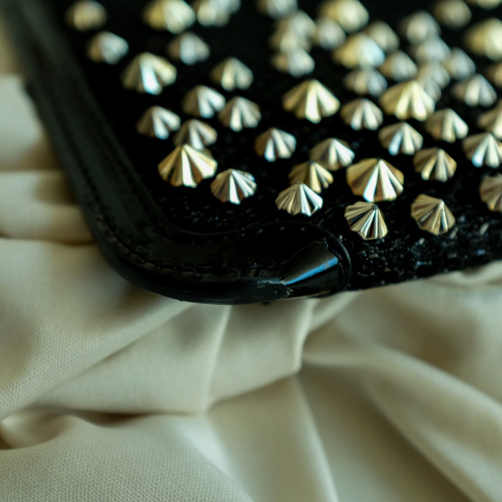 Christian Louboutin Spikes PVC Clutch - Black, Gold Studs, Crossbody