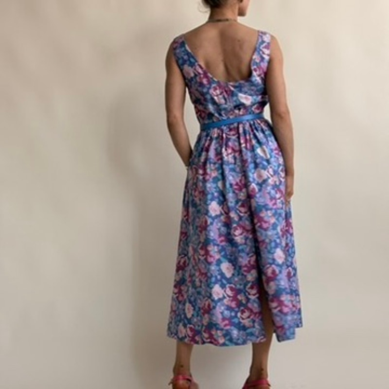 Alpenblick Pink & Purple Floral A-Line Dress - Cotton Size 10 (Fits S)