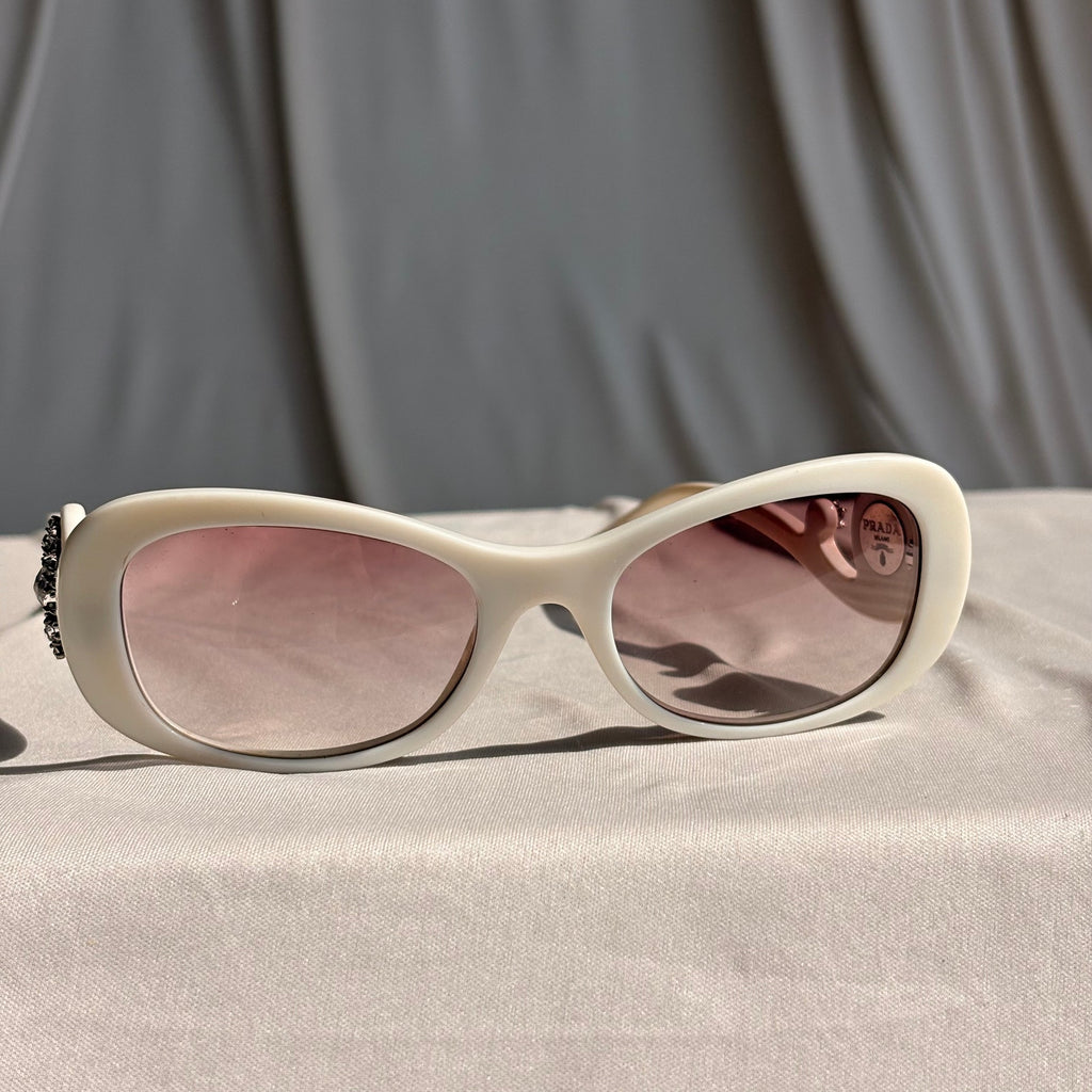 Prada Crystal Absolute Collection 33P Minimal Baroque Sunglasses - White, Crystal
