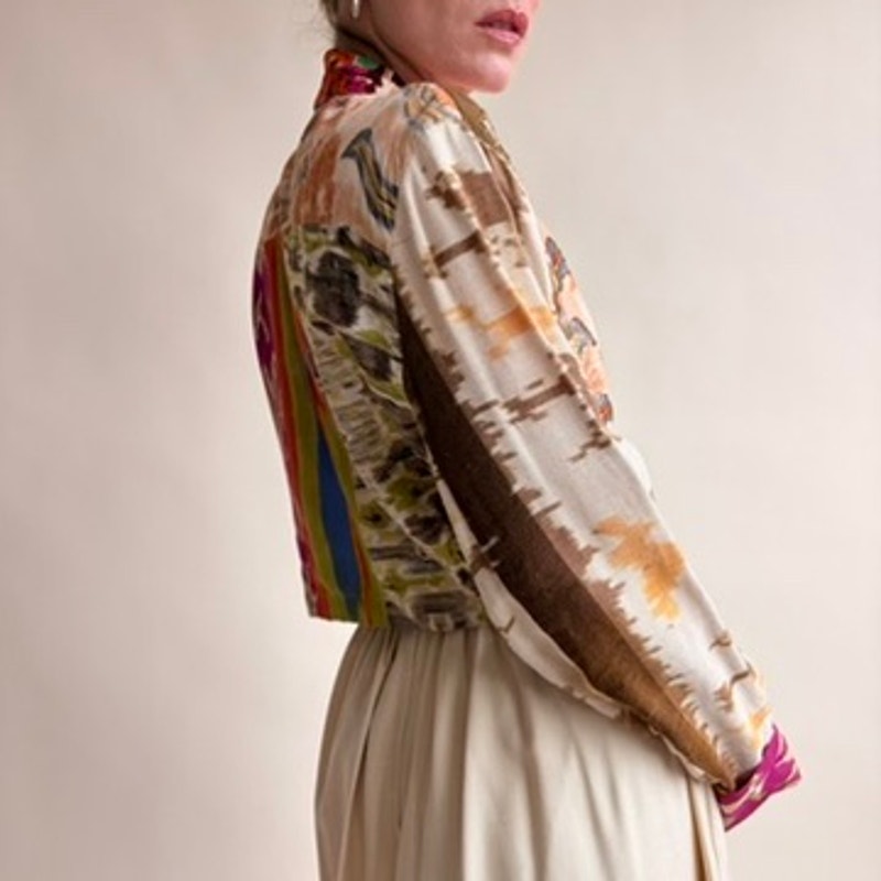 The Icing Patchwork Jacket - Tapestry, Beaded, Crop, 80s/90s, Size Small