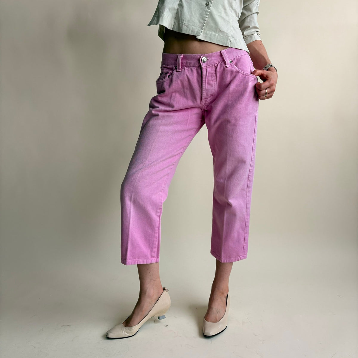 Billy Blues Bubble Gum Pink Cropped Jeans - Low Rise, Made in USA, Size 4