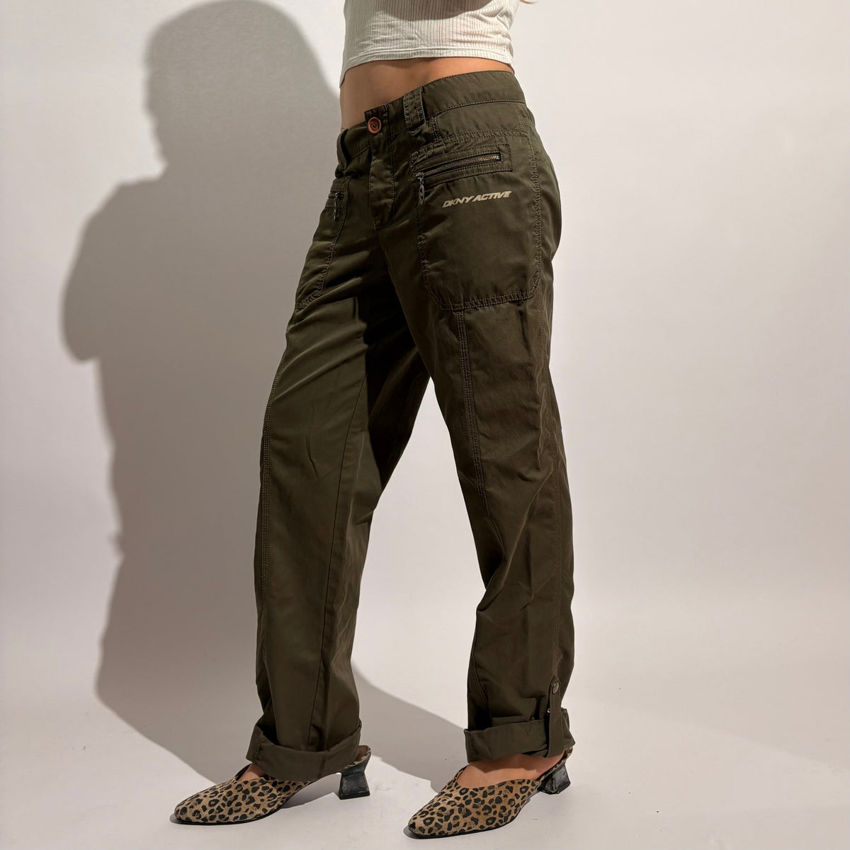 DKNY Active Forest Green Cargo Pants - Size 6