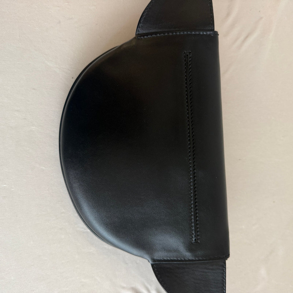 Fendi Roma Logo Black Leather Belt Bag - 3D Embossed Logo