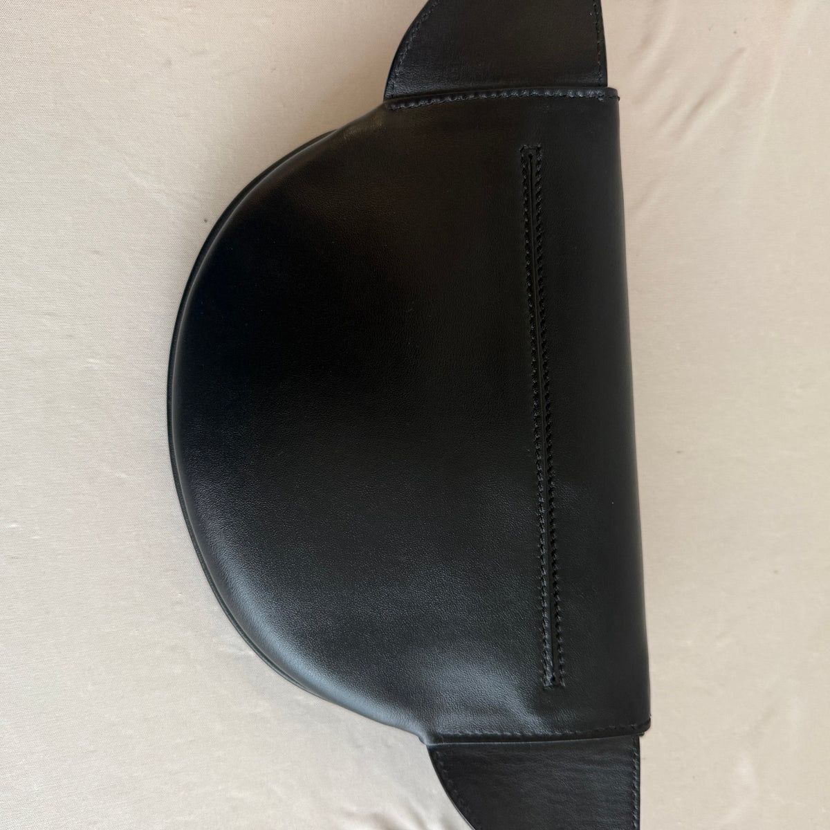 Fendi Roma Logo Black Leather Belt Bag - 3D Embossed Logo