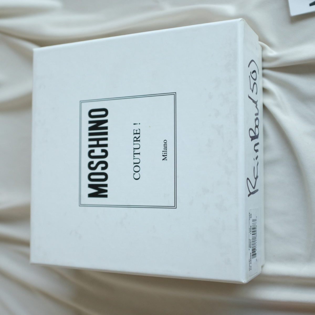 Moschino White Leather Multicolor Logo Buckle Belt Size IT50