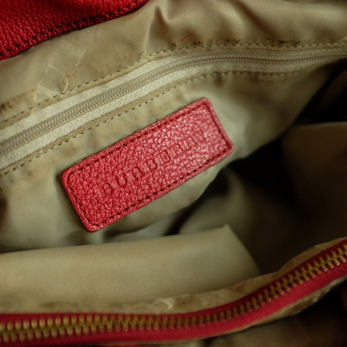 Burberry Red Leather Hobo - Gold Hardware, Crossbody, Made in Italy