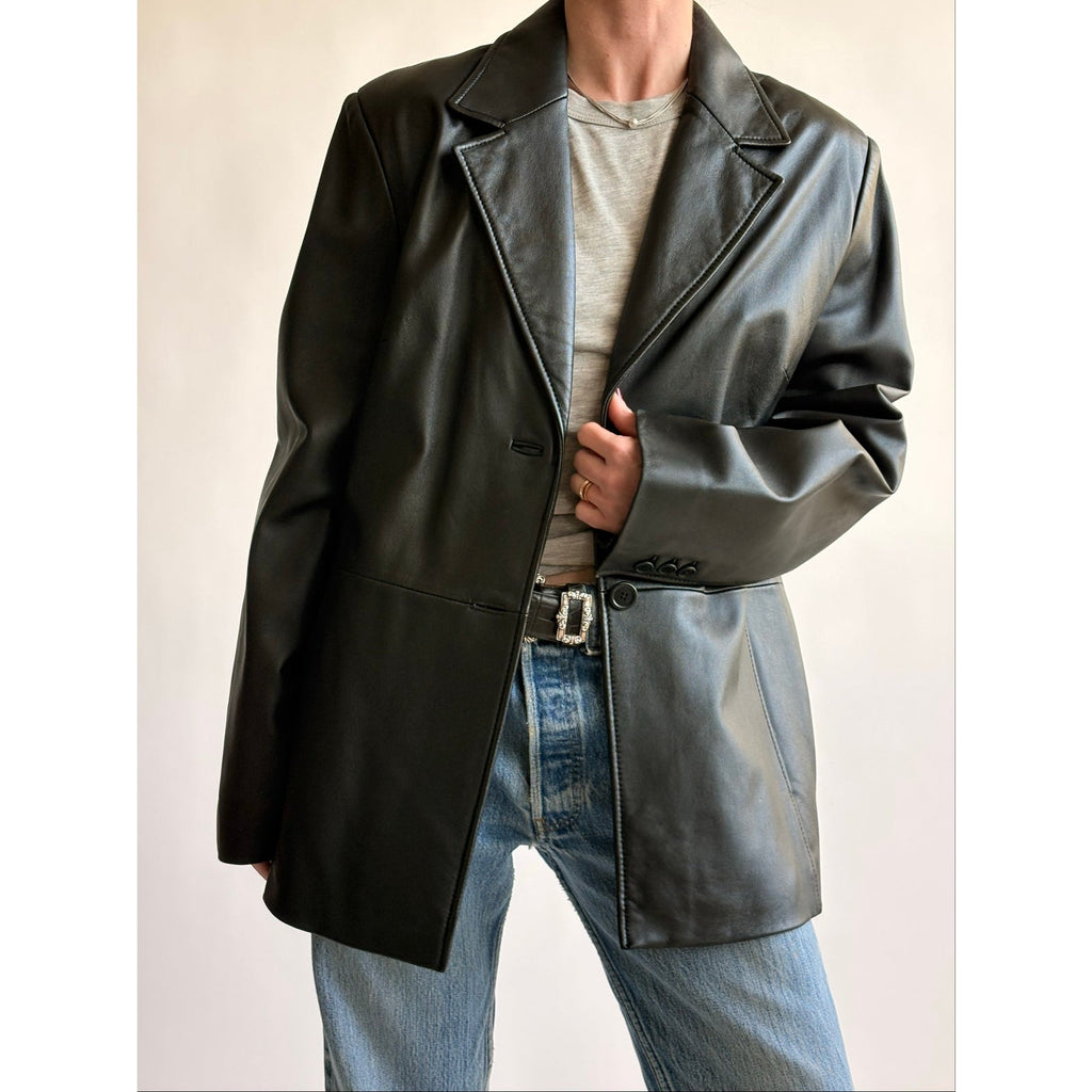 Vintage Valerie Stephan Separates Black Leather Jacket - Size XL