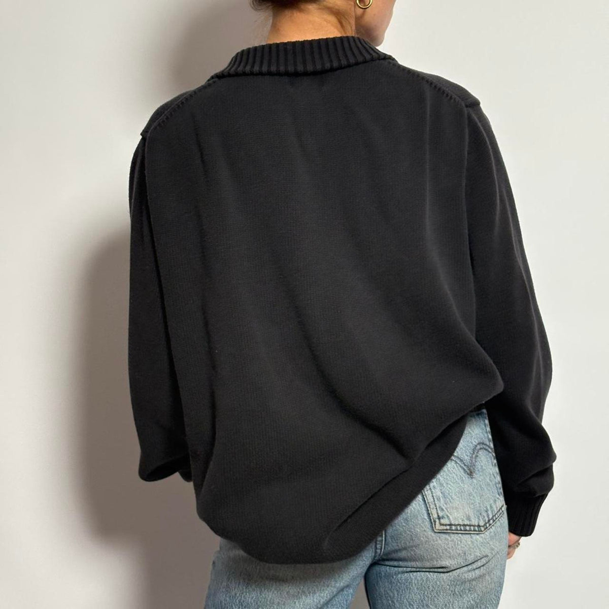 Vintage llbean black quarter zip