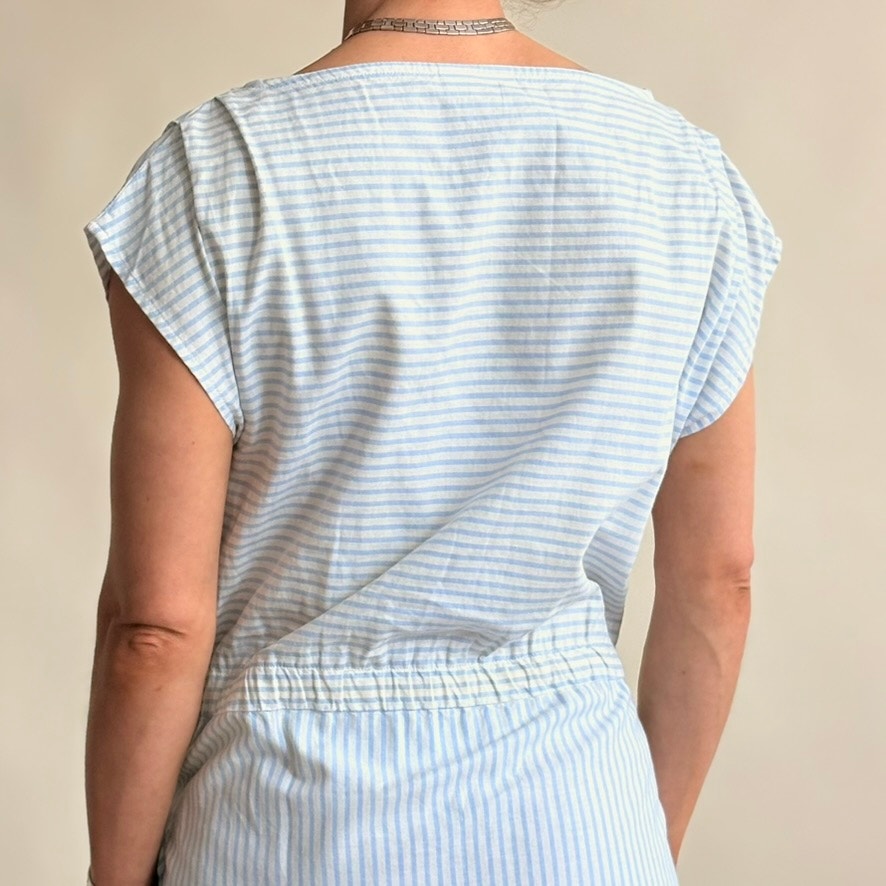 Eileen West Sailor Stripe Dress - 80's -100% Cotton, Size M
