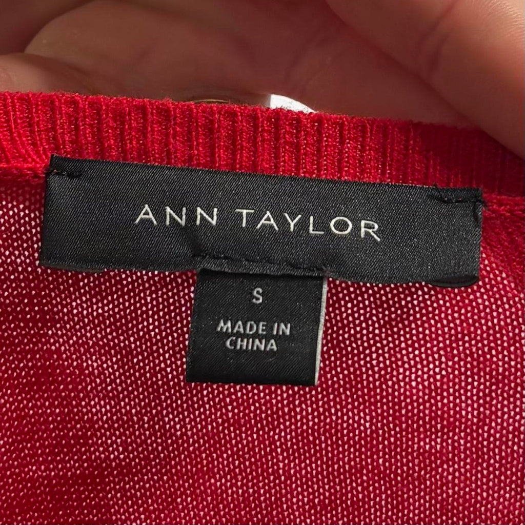 Banana Republic Red Crewneck Cardigan - Size Small