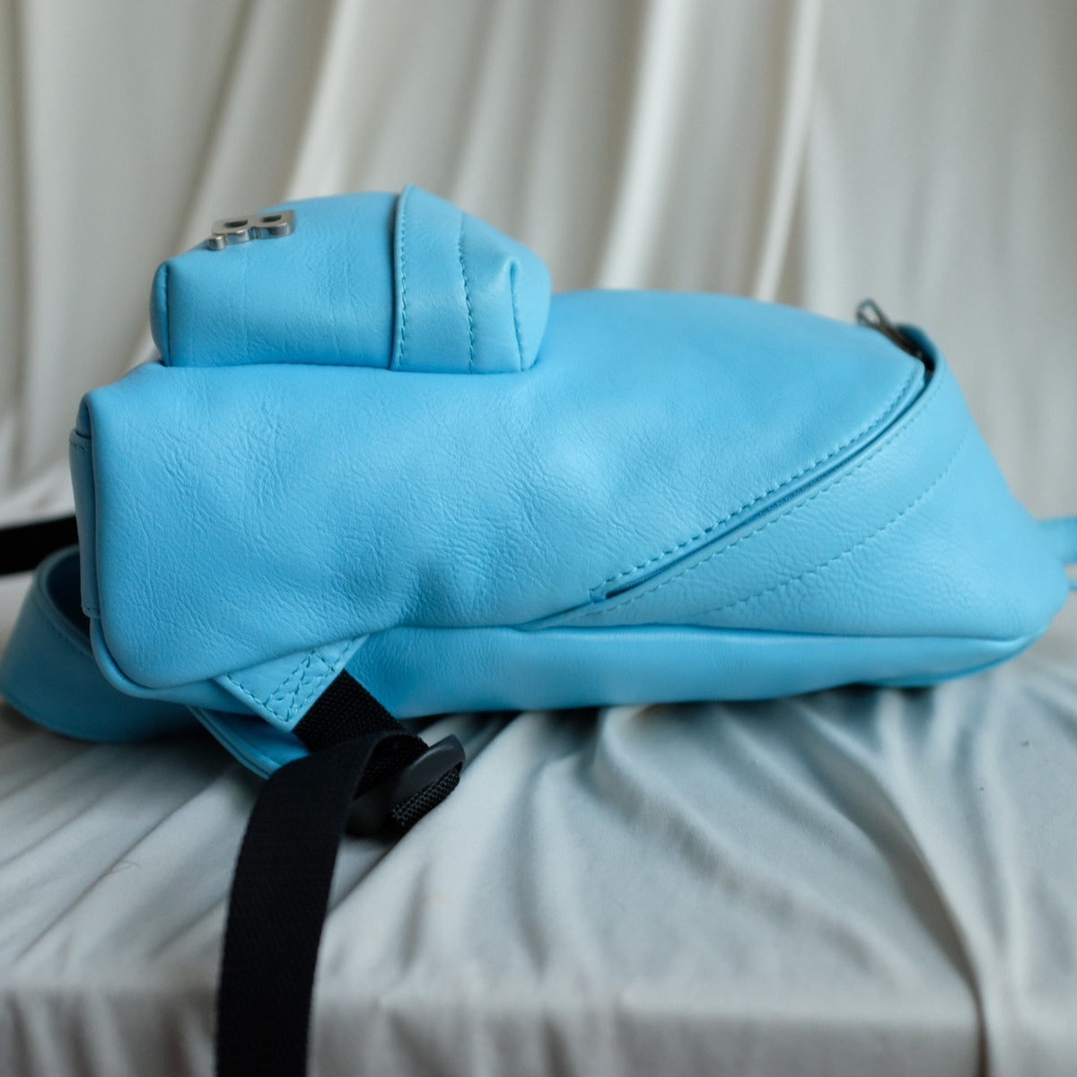 Balenciaga Bag B Logo XXS Soft Backpack Nappa Calf Baby Blue Leather