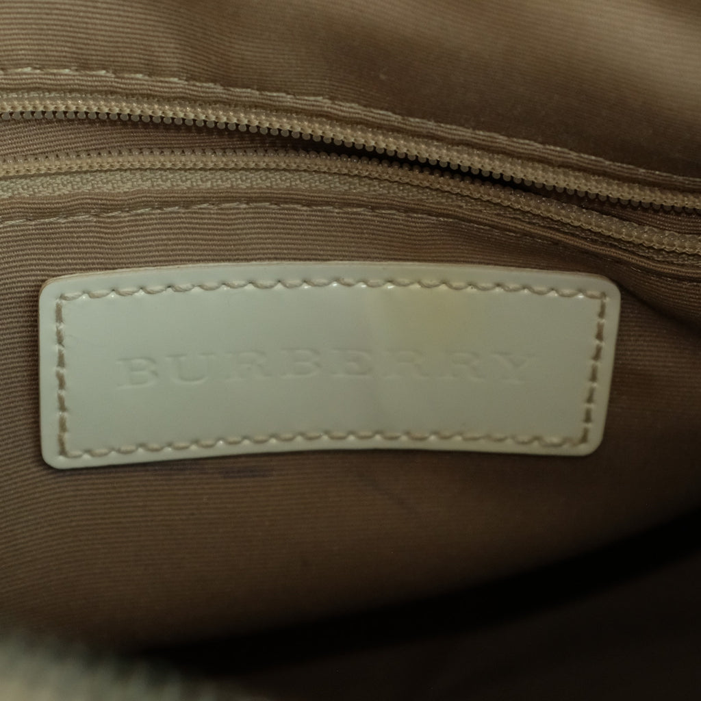 Burberry Chester Boston Bag - Supernova Check, White Patent Handles