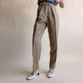 Daniel Caron Brown Pleated Linen Trousers - High Waisted