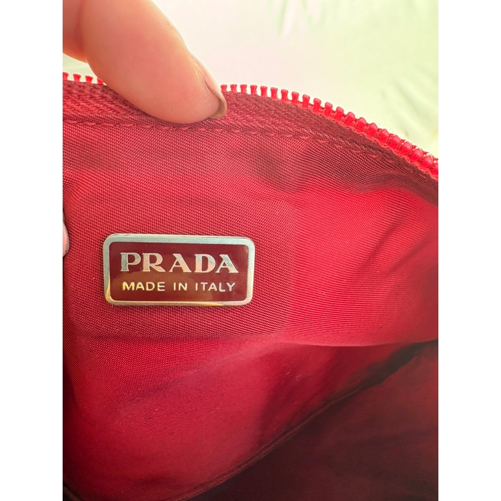 Vintage Prada Red Tessuto Nylon Pochette Bag