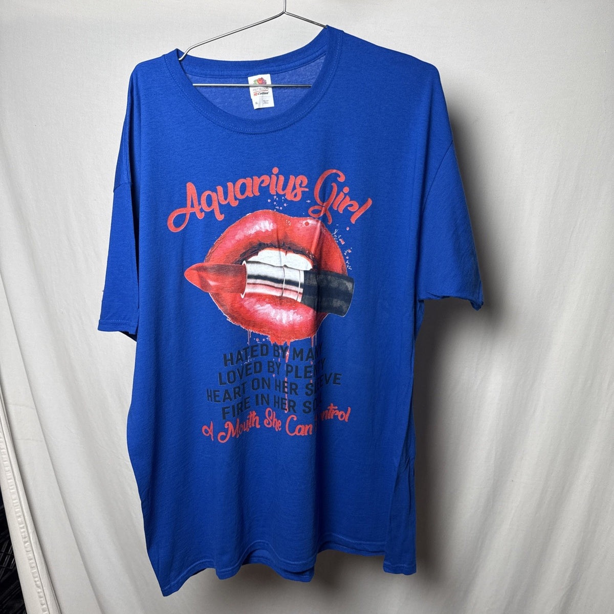Size XL Fruit Of The Loom Aquarius Girl Lipstick A Mouth She Can’t Control Blue