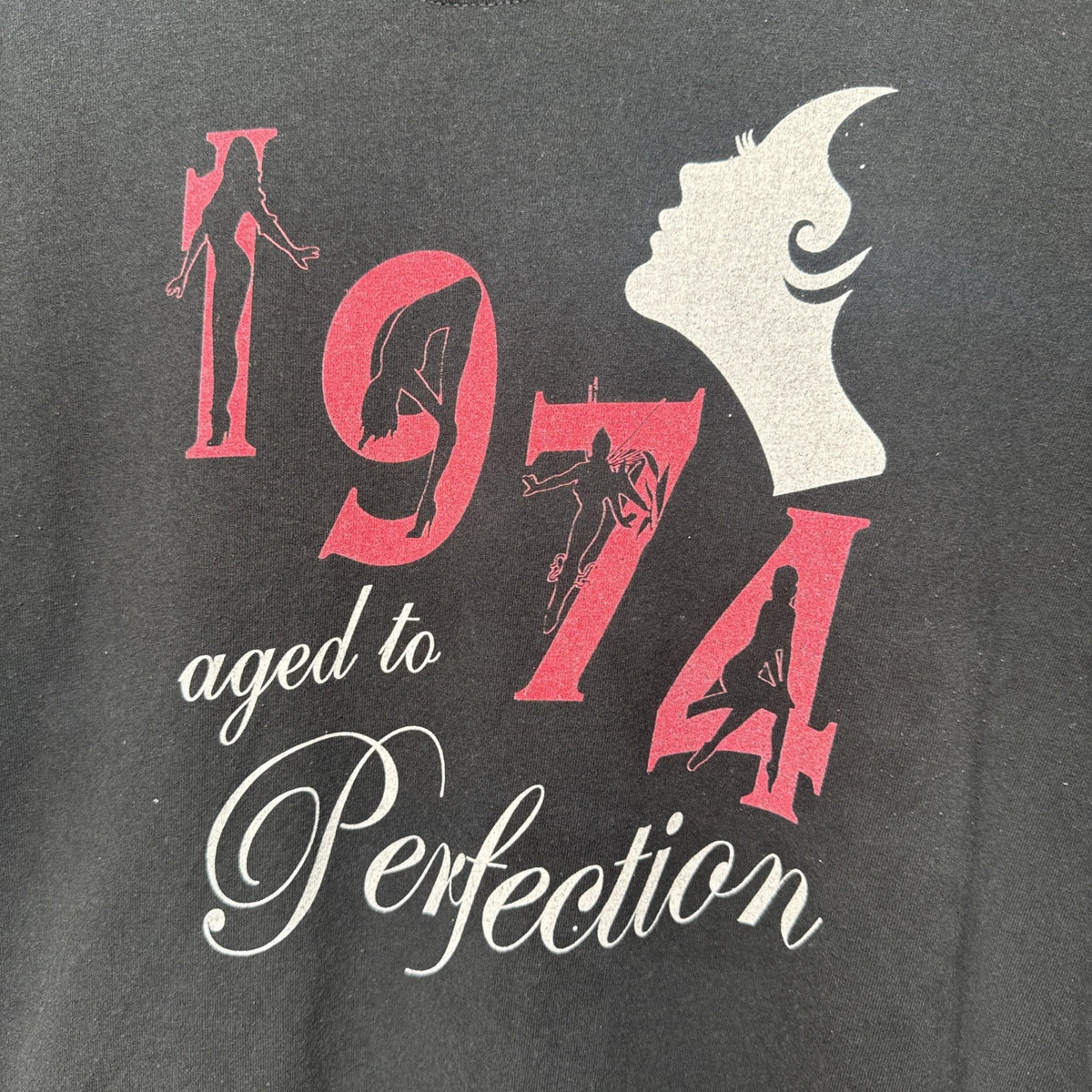 Vintage 1974 aged to perfection stripper dancer Gildan tee shirt black