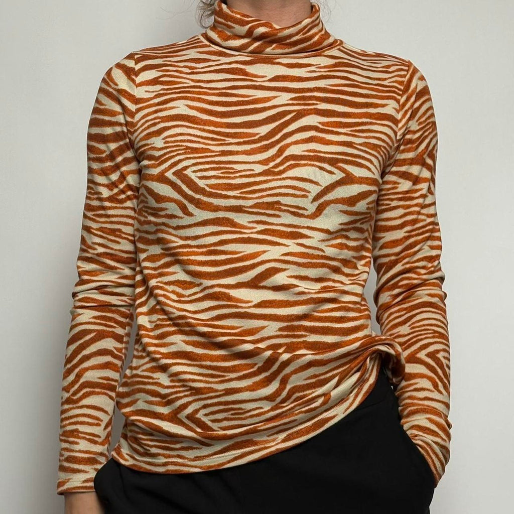 The Loft Orange Zebra Print Turtleneck - Small