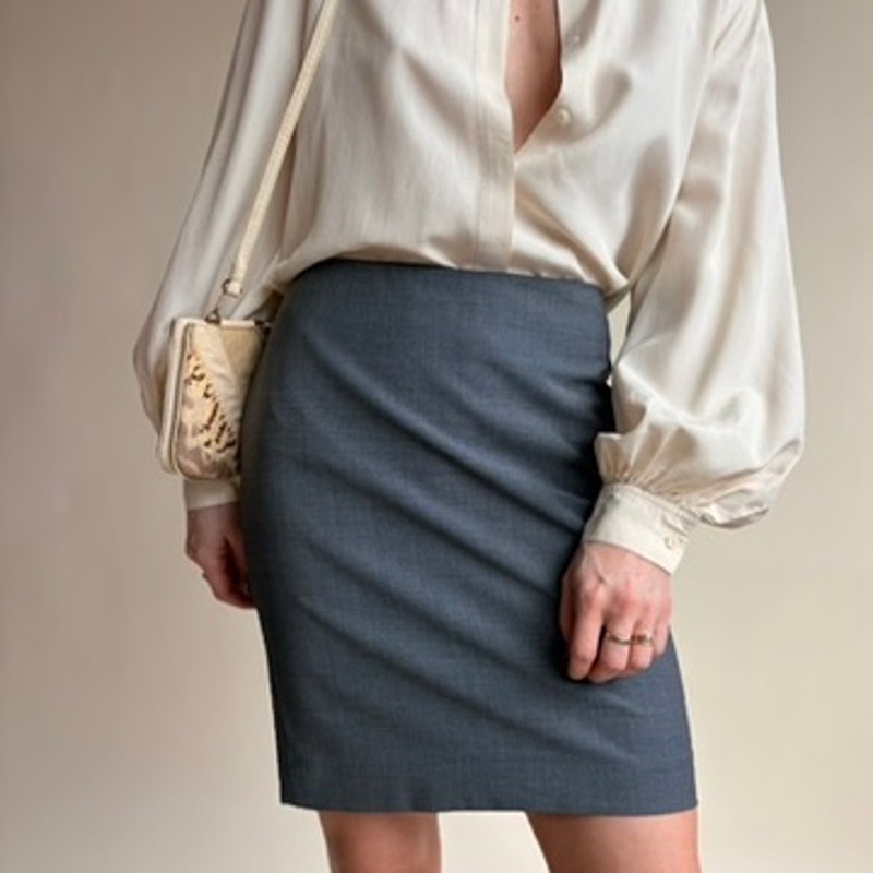 Talbots Grey Mini Suit Skirt - High Waisted, Office Siren, Size 0P