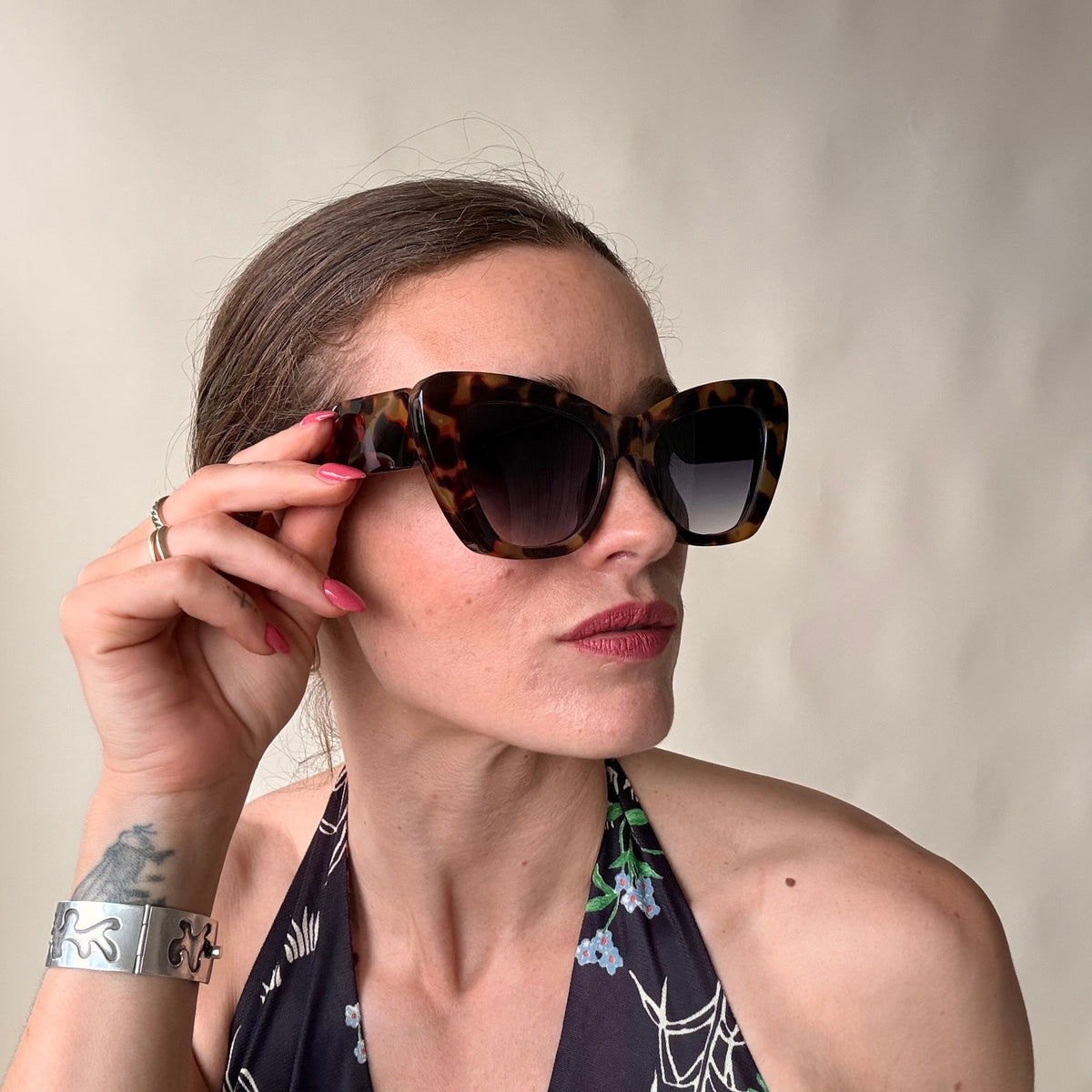 Oversized Tortoiseshell Cat-Eye Sunglasses - Blue Gradient Lenses, Brand New