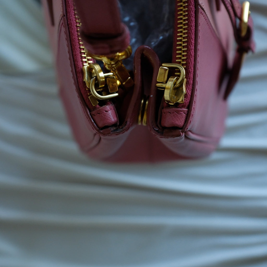 Authentic Prada Galleria Tote Saffiano Lux Leather Bi-Color Pink Double-Zip COA